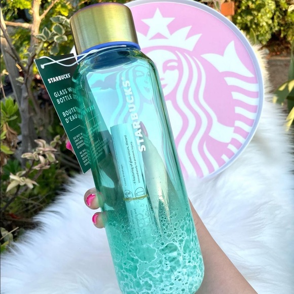 Starbucks Teal/Ocean Glass Water Bottle 20 oz
